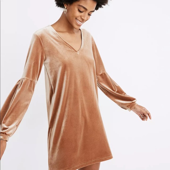 Madewell Velvet Balloon-Sleeve Dress - Picture 6 of 7